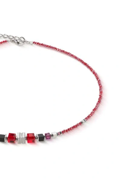 Coeur De Lion Wave Cube Flow Silver Necklace In Red