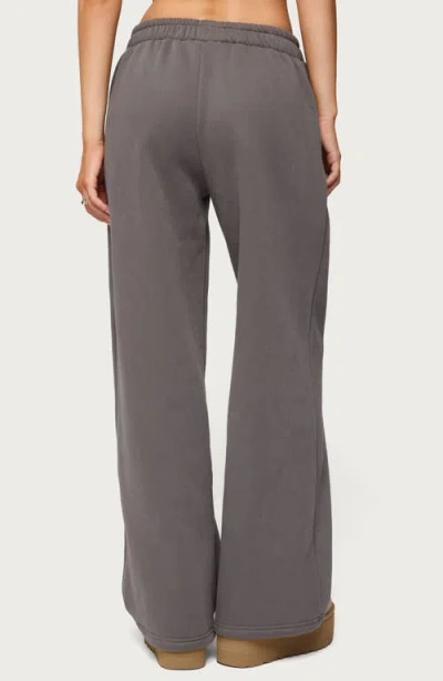 Edikted Mili Logo Wide Leg Sweatpants In Gray