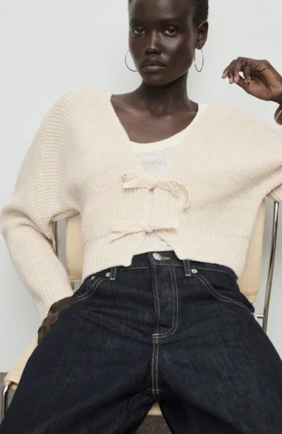 Mango V-neck Cardigan In White