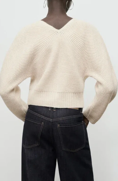 Mango V-neck Cardigan In White