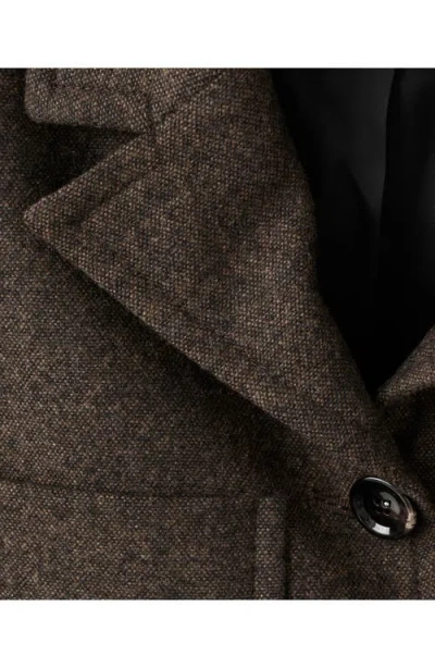 Mango Speckled Crop Wool Blend Jacket In Brown