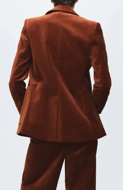 Mango Velvet Jacket With Pockets Burnt Orange In Brown