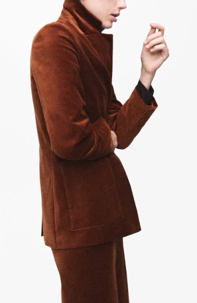 Mango Velvet Jacket With Pockets Burnt Orange In Brown