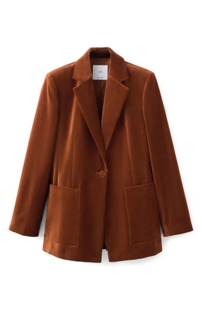 Mango Velvet Jacket With Pockets Burnt Orange In Brown