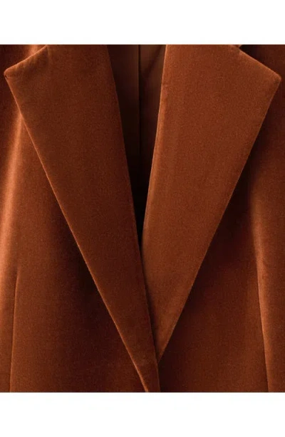 Mango Velvet Jacket With Pockets Burnt Orange In Brown