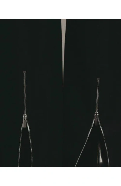 Mango Pleated Straight Leg Pants With Side Zip Hems In Black