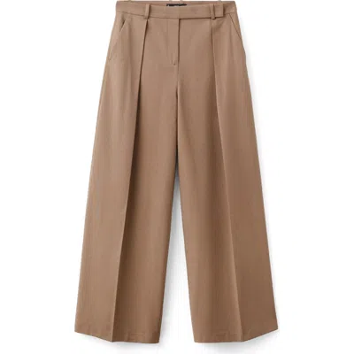 Mango Pleated Straight Leg Pants In Brown