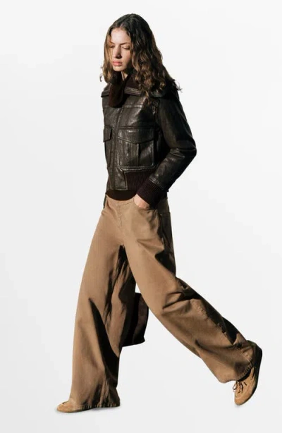 Mango Wide Leg Jeans In Brown