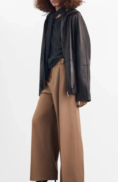 Mango Pleated Straight Leg Pants In Brown