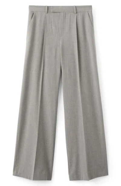Mango Pleated Straight Leg Pants In Gray