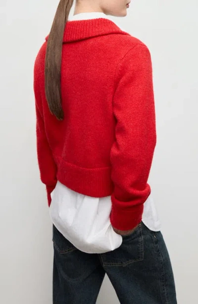 Mango Zip-front Cardigan In Red