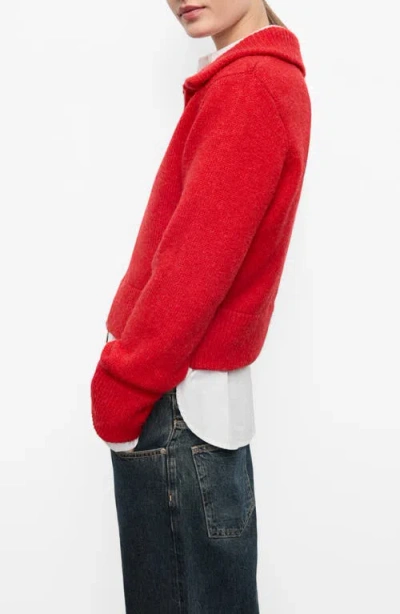 Mango Zip-front Cardigan In Red