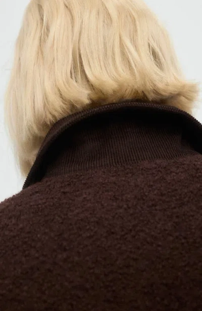 Mango Bouclé Zip Cardigan In Animal Print