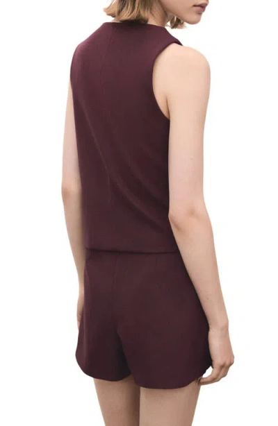 Mango Button Front Suit Vest In Burgundy