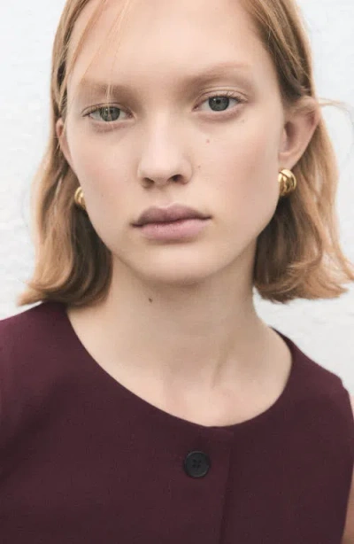 Mango Button Front Suit Vest In Burgundy