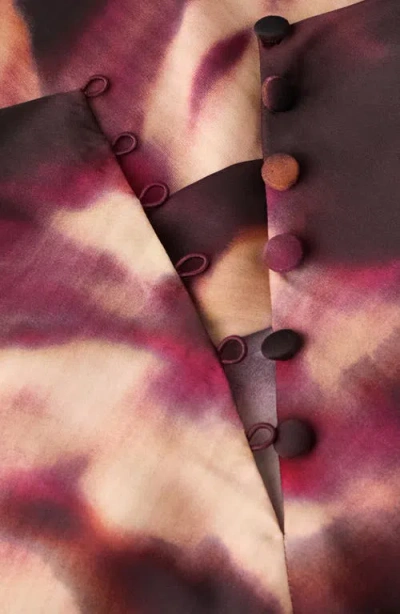 Mango Tie Dye Mock Neck Top In Burgundy