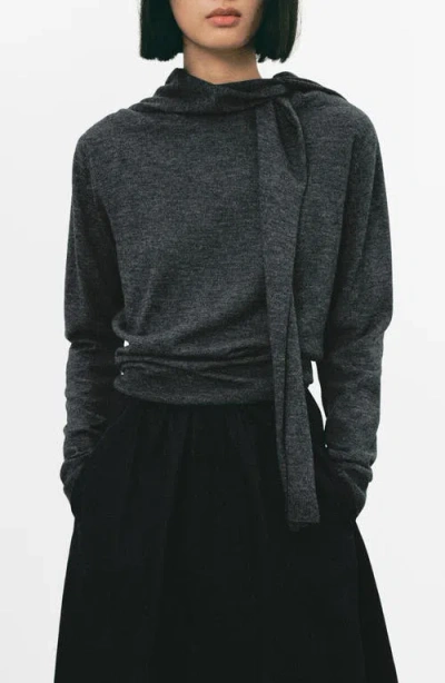 Mango Scarf Sweater In Black