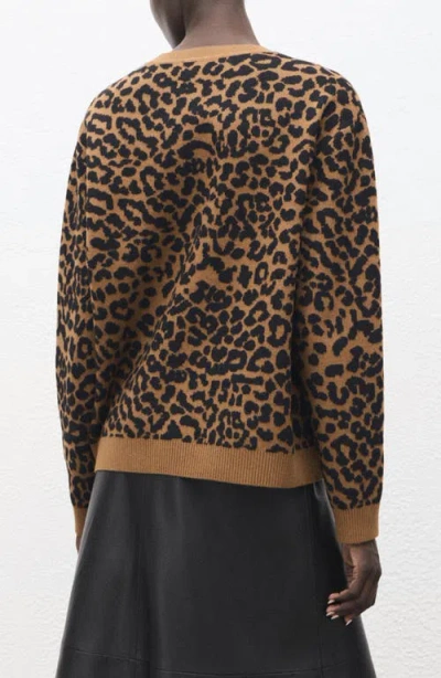 Mango Leopard Crewneck Sweater In Multi