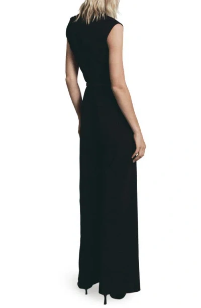 Mango Drape Neck Belted Jumpsuit In Black