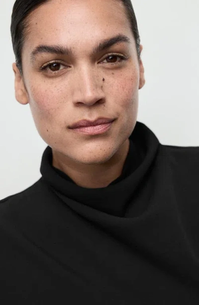 Mango Drape Neck Belted Jumpsuit In Black