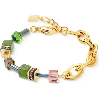 Coeur De Lion Geocube® Chunky Chain Gold Bracelet In Green