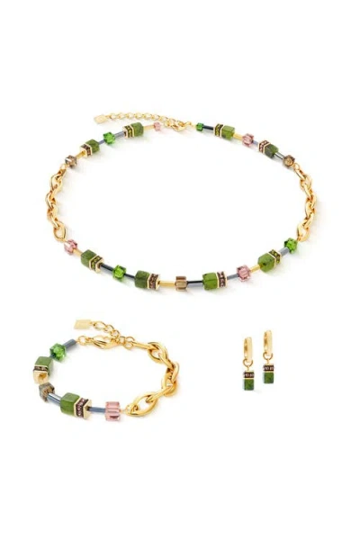 Coeur De Lion Geocube® Chunky Chain Gold Bracelet In Green