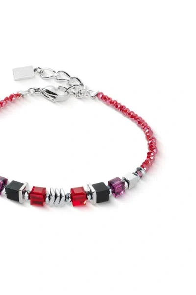 Coeur De Lion Armband Wave Cube Flow Silber-rot In Red