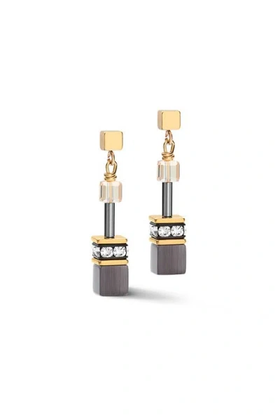 Coeur De Lion Geocube Gold Earrings In Gray