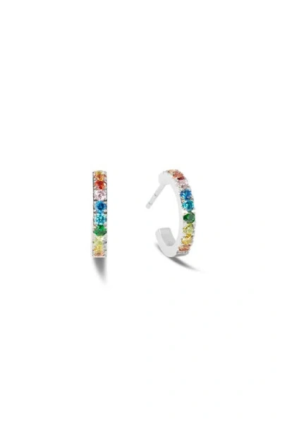 Coeur De Lion Eternal Love Mini Silver Hoop Earrings In Multi