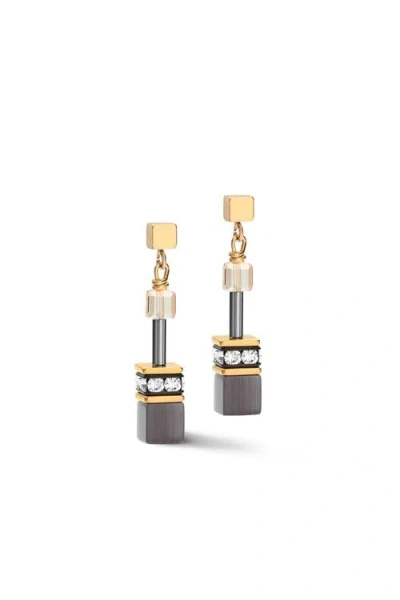 Coeur De Lion Geocube Gold Earrings In Gray