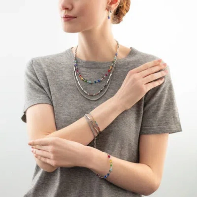 Coeur De Lion Eternal Love Mini Silver Hoop Earrings In Multi