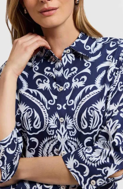 Foxcroft Hampton Damask Shirt In Multi