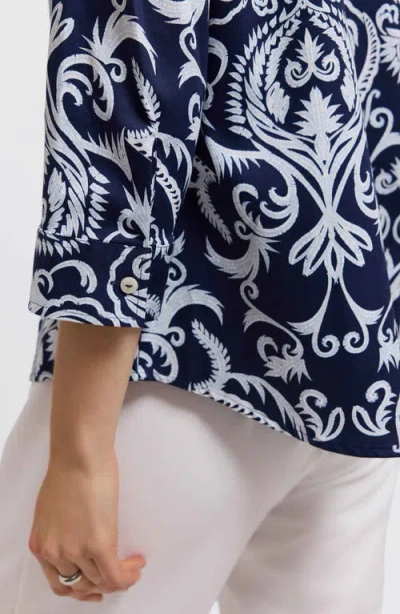 Foxcroft Hampton Damask Shirt In Multi