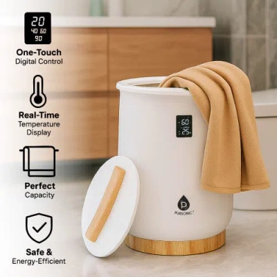 Pursonic Luxury Towel Warmer With One-touch Digital Control Panel In White
