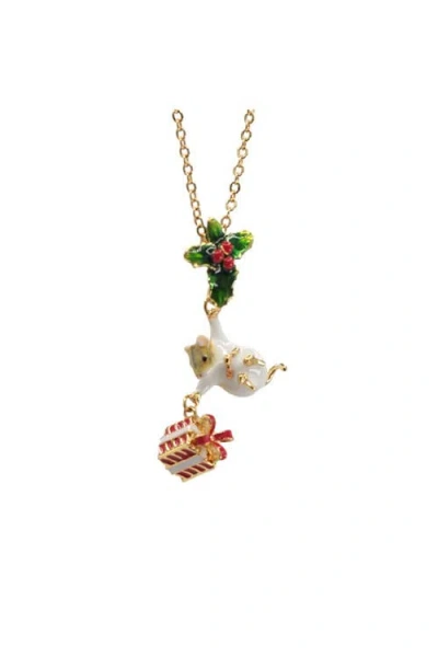 Bill Skinner Studio Christmas Mouse  Pendant & Earring Set In Multi