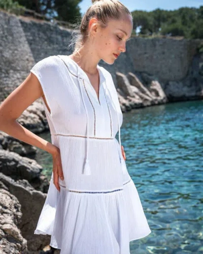 Change Of Scenery Gari Dress In White