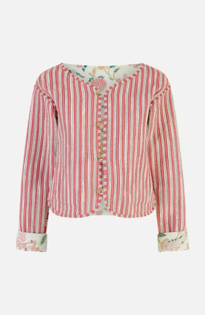 Yumi Reversible Floral Quilted Jacket In Neutral