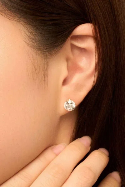 Oradina 14k Solid Gold Luminous 4 Carat Lab Diamond Large Studs In Gold