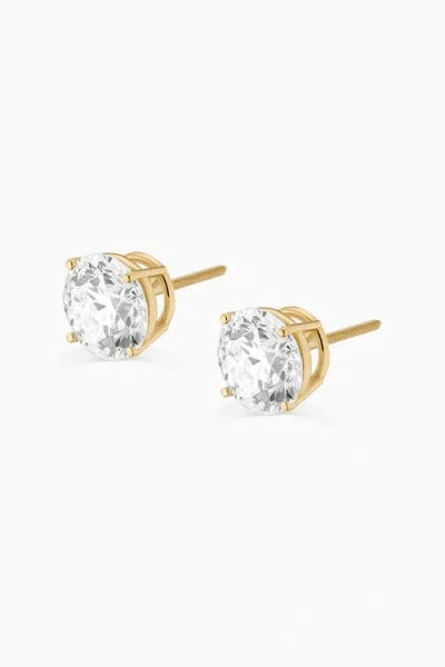 Oradina 14k Solid Gold Luminous 4 Carat Lab Diamond Large Studs In Gold