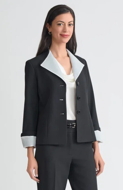 Kasper Winged Lapel Three-button Blazer In Multi