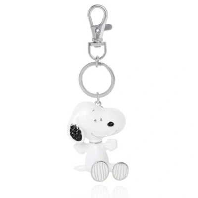 Peanuts Snoopy Keychain, Silver-tone Enamel Bag Charm In White