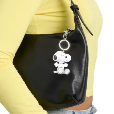 Peanuts Snoopy Keychain, Silver-tone Enamel Bag Charm In White