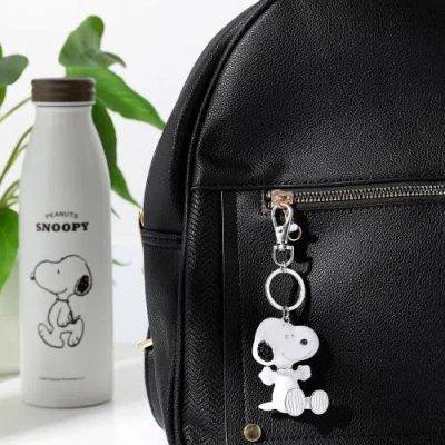 Peanuts Snoopy Keychain, Silver-tone Enamel Bag Charm In White