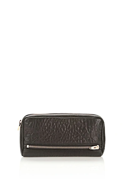 Shop Alexander Wang Fumo Continental Wallet In  Black Pebble Leather With Rosegold