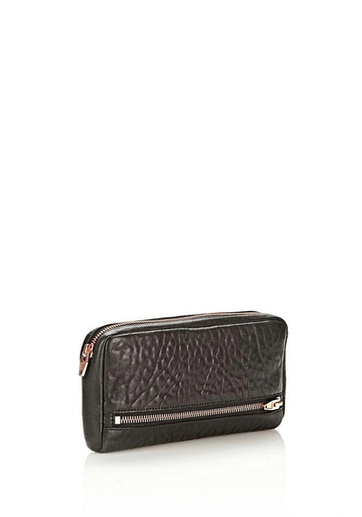 Shop Alexander Wang Fumo Continental Wallet In  Black Pebble Leather With Rosegold