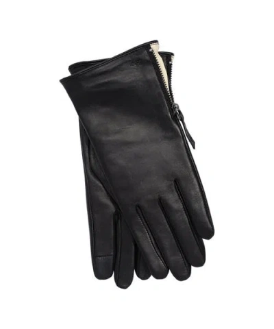 Echo Leather Glove With Zipper In Black