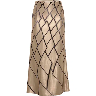 Theo The Label Theia Retro Burnout Maxi Skirt In Brown