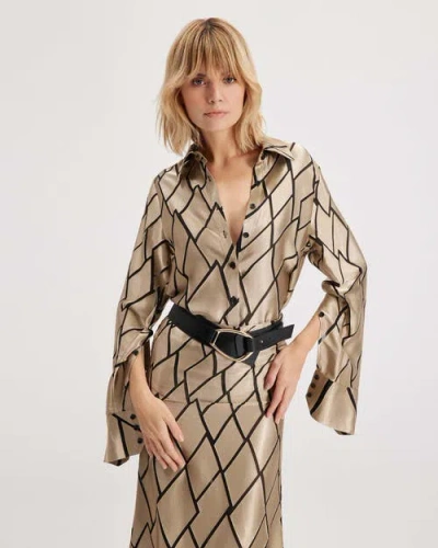 Theo The Label Theia Retro Burnout Maxi Skirt In Brown