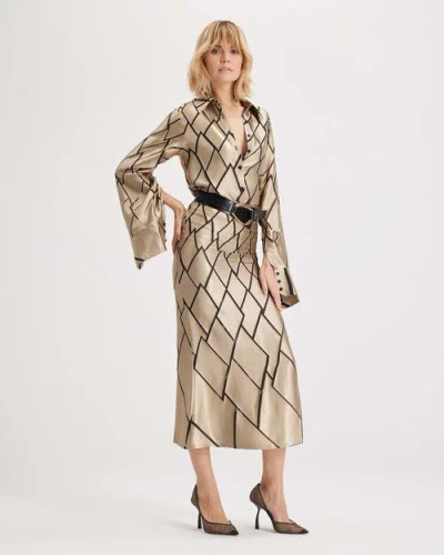 Theo The Label Theia Retro Burnout Maxi Skirt In Brown