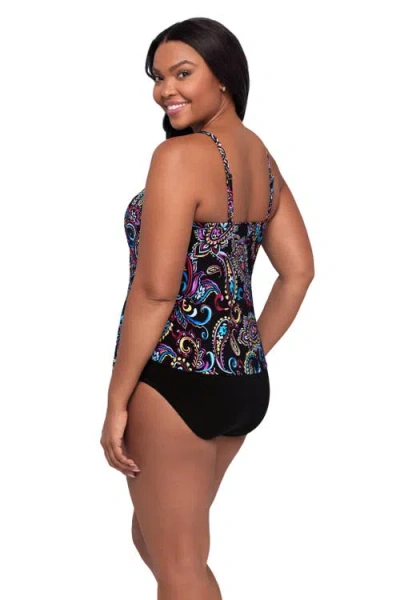 Trimshaper Ronnie 2 Tier Ruffle Tankini Swimsuit Top In Multi